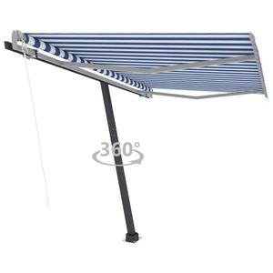 Freistehende HOMMIE Terrasse Standmarkise Automatisch 350x250 cm Blau-Weiß Gewicht:51,82 - 350 x 250 cm Leicht4358