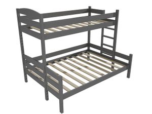 Patrová postel s rozšířeným spodním lůžkem PPS 001 (Rozměr: 90/140 x 200 cm, Umístění žebříku: vpravo, Barva dřeva: barva šedá)