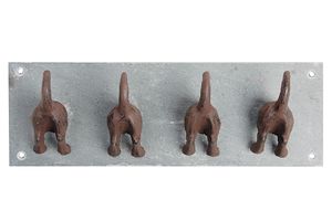 Esschert Design LH151 Háčik "Dog Tail" z bridlice/liatiny, 30 x 6,5 x 10 cm, čierna/hnedá