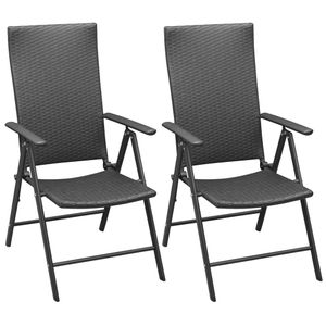 vidaXL Stohovateľné záhradné stoličky 2 ks Poly ratan čierna