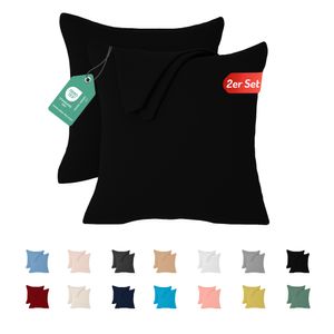 Jersey Kissenbezug 2er Set 60x60 cm 100% Baumwolle Schwarz