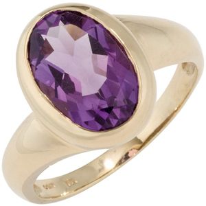 JOBO Damen Ring 585 Gold Gelbgold 1 Amethyst lila violett Goldring Größe 50