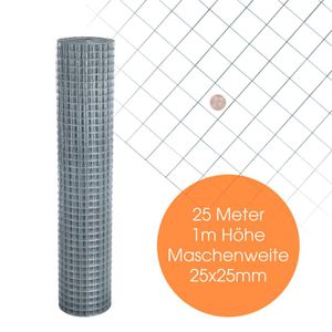 Volierendraht 4-Eck Maschendraht 1,0 x 25m 25x25 mm Gartenzaun Zaun verzinkt