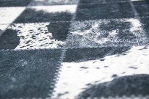 Kuhfell Imitat Teppich Patchwork in Schwarz Grau Weiß Größe - 80x150 cm