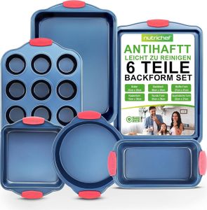 NutriChef 6-Teiliges Backformen Set Antihaft – Cake Baking Set PFOA, PFOS & PTFE-frei – Stapelbar & Platzsparend, Leicht zu Reinigen – mit Springform NutriChef 6-Teiliges Backformen Set Antihaft – Cake Baking Set PFOA, PFOS & PTFE-frei – Stapelbar & Platzsparend, Leicht zu Reinigen – mit Springform