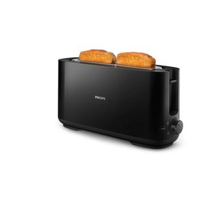 Philips Daily Collection Toaster, 1 langer Toastschlitz, Brötchenaufsatz, 8 Stufen, Auftaufunktion, Schwarz (HD2590/90)