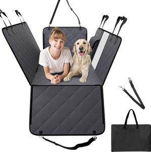 VEVOR koc samochodowy dla psa na tylne siedzenie, koc dla psa na tylne siedzenie samochodu, koc samochodowy dla psa z twardym spodem na tylne siedzenie, 137 x 61 cm, do 180 kg, z siatkowym okienkiem i torbą do przechowywania w samochodzie, SUV