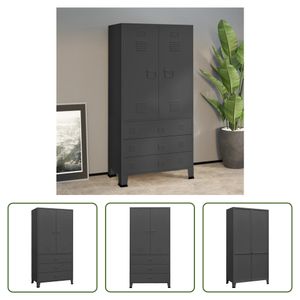 The Living Store Industrial Kleiderschrank Anthrazit 90x50x180 cm Metall