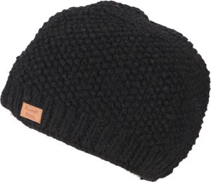 Kuschelige Handgestrickte Wollmütze mit Perlmuster, Wintermütze - Schwarz, Uni, Wolle, Mützen