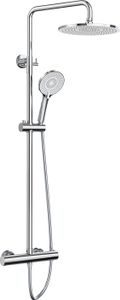 System prysznicowy Rainsworth z termostatem, okrągła deszczownica ABS 25 cm, 3 tryby strumienia, zestaw prysznicowy 92-126 cm, chrom System prysznicowy Rainsworth z termostatem, okrągła deszczownica ABS 25 cm, 3 tryby strumienia, zestaw prysznicowy 92-126 cm, chrom