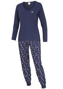 KB Schlafanzug Damen Damen Schlafanzug lang dunkelblau - 100% Baumwolle