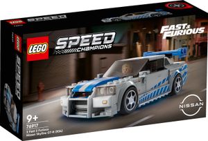 LEGO 76917 Speed Champions 2 Fast 2 Furious Nissan Skyline GT-R (R34) Rennwagen Spielzeug zum Bauen, 2023 Modell Auto-Bausatz mit Brian O'Conner Figur