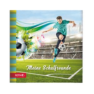 ROTH Freundebuch Fußball-Star- 64 Seiten 16,5 x 16,5 cm - Erinnerungsalbum Fußballer und Sport in Grün und Türkis