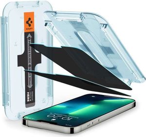 Spigen Sichtschutzglas mit Montagerahmen, 2er-Pack, Kompatibel mit iPhone 13 Pro und iPhone 13 - gehärtetes Glas