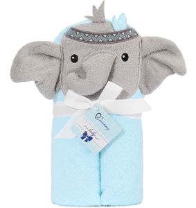 Kapuzenhandtuch Babyhandtuch aus Baumwolle 95cm x 95cm BE20-272-BBL, Farbe:Blau - Elefant, Größe:95 cm x 95 cm