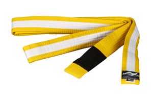 Ju-Sports BJJ Kindergürtel gelb weißer Streifen Länge 260cm