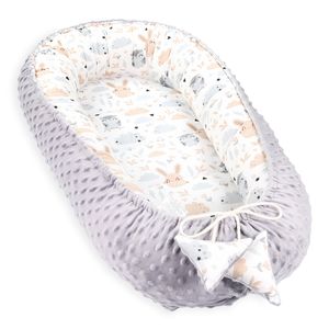 Teplé hnízdečko miminko 90x50 cm - plyšové hnízdečko novorozenecké hnízdečko zima / podzim zámotek hnízdečko sovička šedá