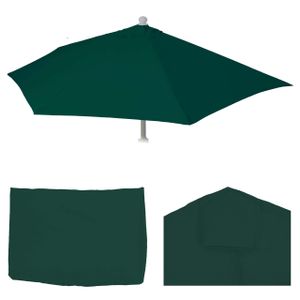 Ersatz-Bezug für Sonnenschirm halbrund Lorca, Sonnenschirmbezug Ersatzbezug, 270cm Stoff/Textil UV 50+ 3kg  grün