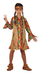 70er Jahre Hippie Kostüm für Mädchen , Größe:140/146