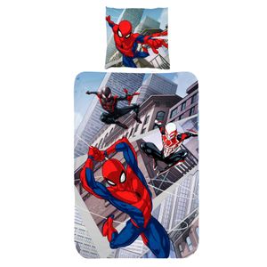 Spiderman Marvel Bettwäsche 135x200 + 80x80 cm 2 tlg., 100 % Baumwolle in Biber/Flanell, Kinderbettwäsche für Jungen