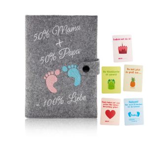 Little Moonshine Premium Mutterpasshülle aus reinem Filz (Hellgrau) - stylische und beständige Hülle für den Mutterpass - Platz für Bilder, Karten und Dokumente - Idealer Begleiter für Schwangere