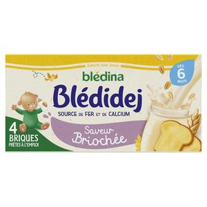 Babymilch und Müsli ab 6 Monaten mit Brioche-Geschmack Blédidej BLEDINA 4x250 ml