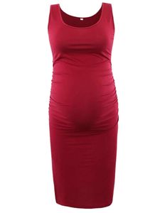 Damen Umstandskleider Bequemes Stillkleid Dehnbarer U-Ausschnitt Schwangerschafts Kleid Claret,Größe L