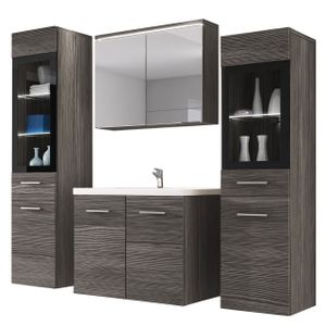 Mirjan24 Badmöbel-Set Madrit II, Badezimmer-Set mit Spiegel und Waschbecken (Farbe: Bodega, mit Siphon, ohne Beleuchtung)