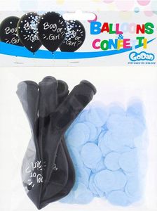 Luftballon Boy or Girl Ballons mit blauen Konfetti – 12 Zoll, 4 Stück