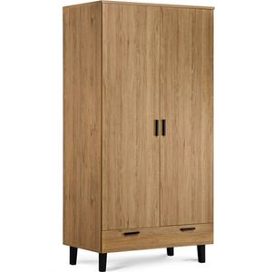 Konsimo Drehtürenschrank mit Schubladen "FRISK", Beige, Spanplatte, Scandinavian, 100x195x58cm