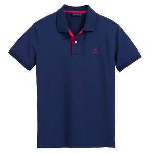 Gant Herren Kontrastkragen Pique Rugger Polo-Shirt, Blau M
