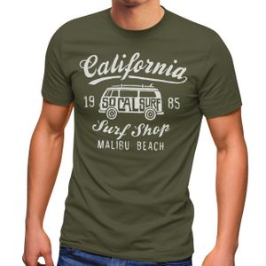 Herren T-Shirt California Surf Shop Malibu Beach Surfer Aufdruck Print Fashion Streetstyle Neverless® army XXL