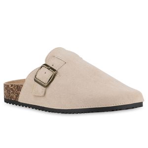 VAN HILL Damen Pantoffeln Hausschuhe Bequeme Schnallen Schuhe 841024, Farbe: Beige, Größe: 37 VAN HILL Damen Pantoffeln Hausschuhe Bequeme Schnallen Schuhe 841024, Farbe: Beige, Größe: 37