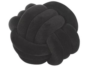 BELIANI Dekokissen Schwarz Samtstoff 30 x 30 cm Knotenball Sofakissen verknotet Wohnaccessoires Wohnzimmer Schlafzimmer Kinderzimmer Modern