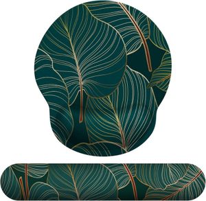 Giecy Ergonomisches Mauspad mit Handauflage und Handballenauflage Tastatur, Gelkissen, Memory Foam - Tropische Pflanzen Set
