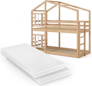 Vitalispa Etagenbett Maja, 90x200 cm mit 2 Matratzen, Naturholz