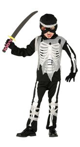 Ninja Kämpfer Skelett Kostüm für Kinder Gr. 98 - 146, Größe:122/128