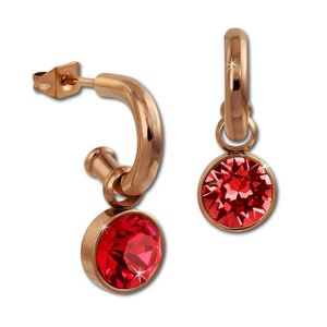 Amello Ohrringe Edelstahl Ohrhänger rot glitzernde Zirkonias rosegold D2ESOS51R