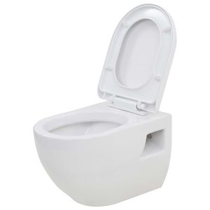 vidaXL Závesné WC Keramické biele