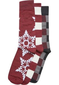 Ponožky Urban Classics Christmas Snowflakes 3-Pack bordové - 47-50