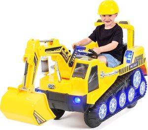 Kinder Elektro Bagger D2811 - Fernbedienung - Bremsautomatik - 2 x 6 V Motoren - Sicherheitsgurt - Kinder Elektrobagger - ab 3 Jahre