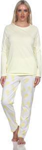 Normann Damen Langarm Pyjama Schlafanzug Homewear mit Ananas als Motiv ; gelb , 48