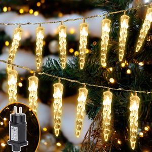 SWANEW LED Eiszapfen Lichterkette Eisregen 40 LED Wasserdicht Weihnachten Meteor Eiszapfen Lichter, Warmweiß