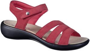 ROMIKA Ibiza 111 Damen Leder Sandalen rot, Klettverschluss, weiches Fußbett, weiche Laufsohle