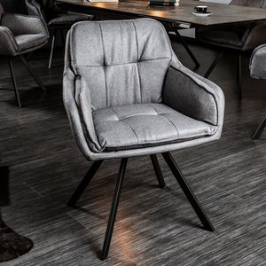 riess-ambiente Drehbarer Design Stuhl MR. LOUNGER grau mit Armlehne Esszimmerstuhl Konferenzstuhl Drehstuhl