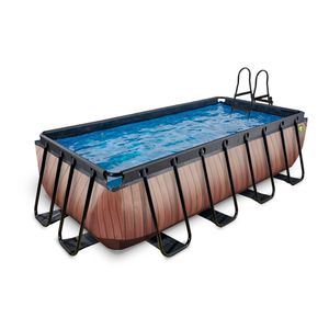 EXIT Wood Pool 400x200x100cm mit Filterpumpe - braun