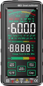 ANENG 683 6000 Counts großen Touchscreen Digital Multimeter Smart Anti-Burn Wiederaufladbare Universal-Meter VA Reverse Display NCV Tester mit Taschenlampe für Spannung Strom Widerstand Kapazität Temperatur Frequenz Diode Duty Cycle Messung