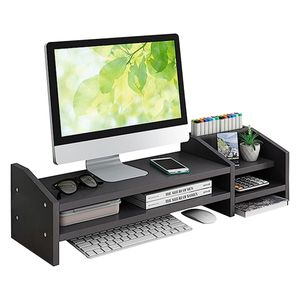 Fleau Home Monitorerhöhung – Laptopständer – Bildschirmerhöhung – Schreibtisch-Organizer – Monitorständer - Bildschirmerhöhung – Holz – Schwarz