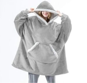 Hoodie Decke Ultra Plüsch Wearable Robe Decke Pullover Sweatshirt Uni Kapuzenpullover Weiche Warme Kapuzenpullover-Decke Hellgrau