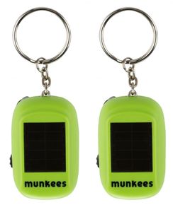 munkees 2 x grüne Mini Taschenlampe mit Solar und Dynamo